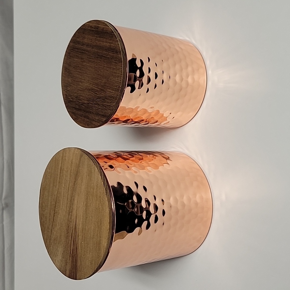 Uncommon James copper wood wooden lid stirage kitchen containers stackable stack